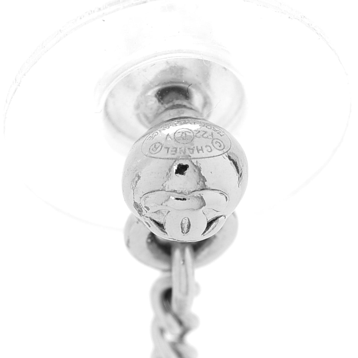 Baguette Crystal CC Drop Earrings Silver