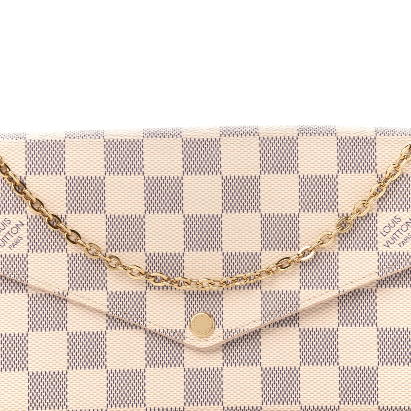 Damier Azur Pochette Felicie Chain Wallet Rose Ballerine
