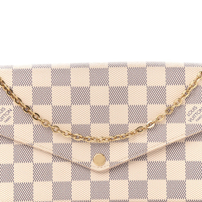 Louis Vuitton Damier Azur Pochette Felicie Chain Wallet Rose Ballerine 14 of 15