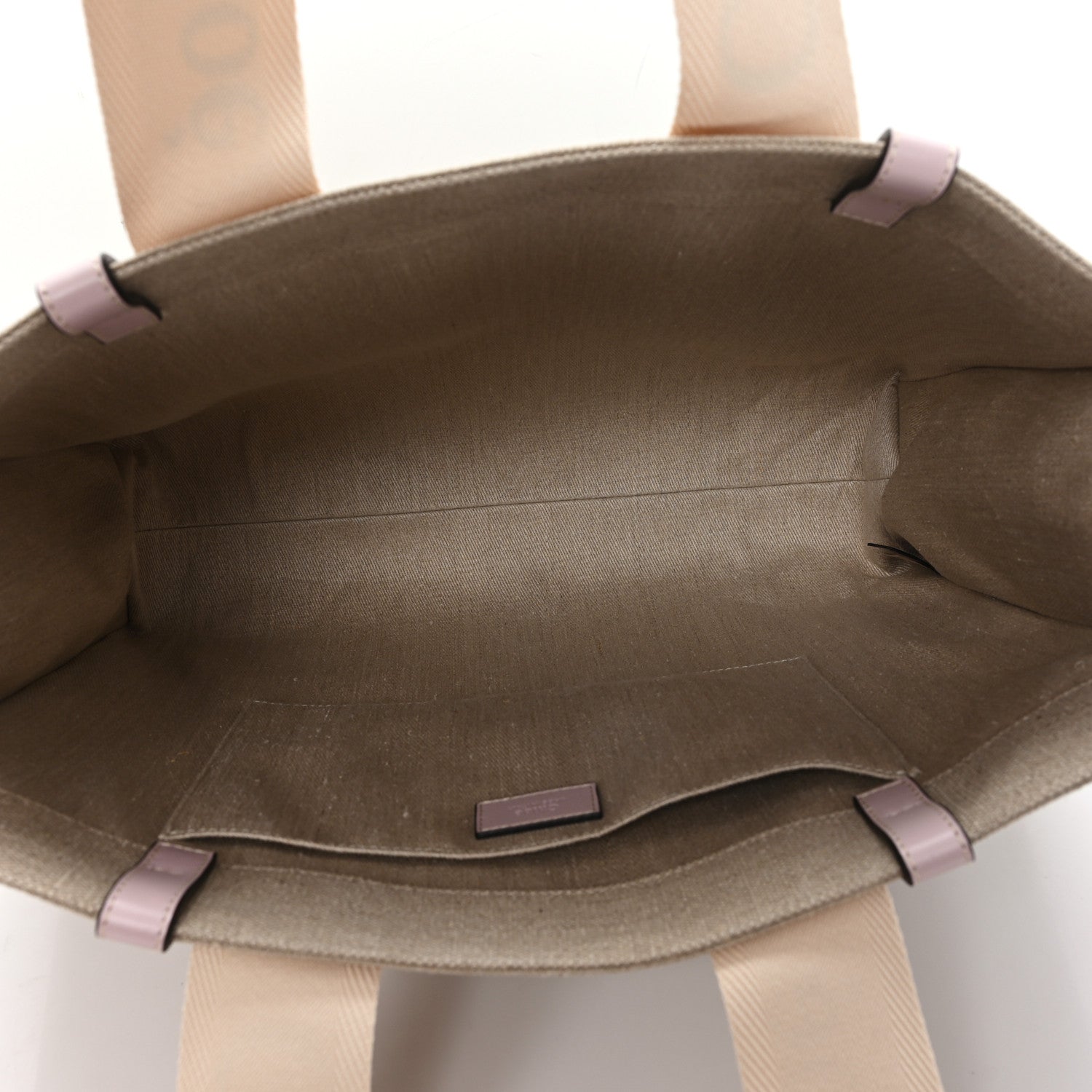 Chloe Linen Calfskin Large Woody Ribbon Tote Cement Pink 5 of 10