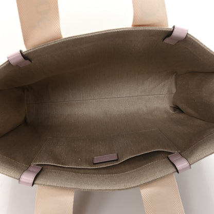 Chloe Linen Calfskin Large Woody Ribbon Tote Cement Pink 5 of 10