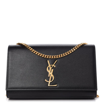 Saint Laurent Grain De Poudre Medium Classic Monogram Kate Satchel Black 1 of 9