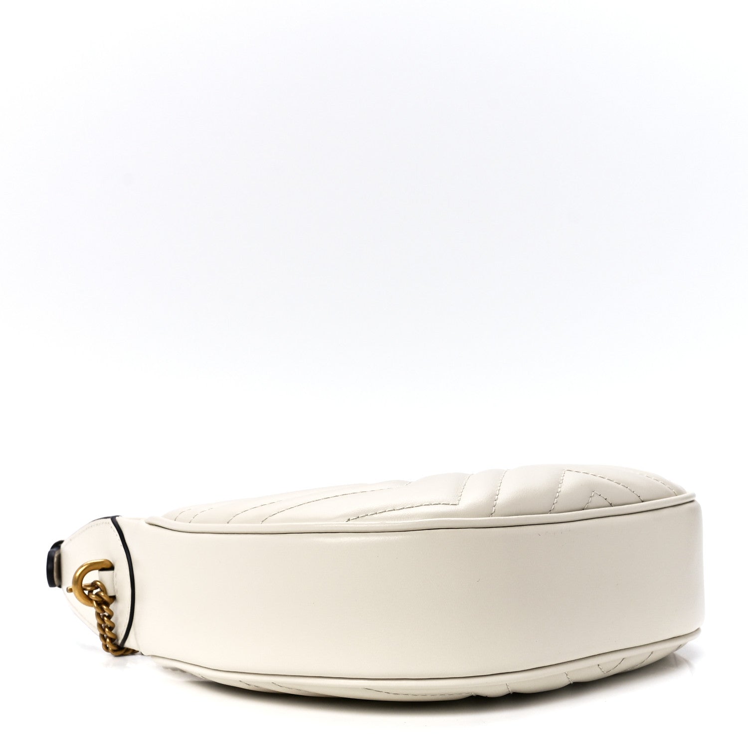 Gucci Calfskin Matelasse Chevron Mini GG Marmont Half Moon Hobo Mystic White 4 of 11