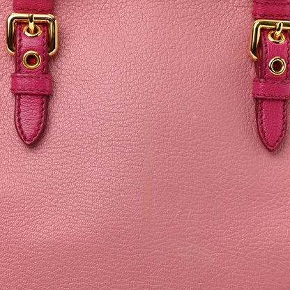 Miu Miu Goatskin Madras Bi-Color Bowling Bag Rosa Peonia 11 of 14