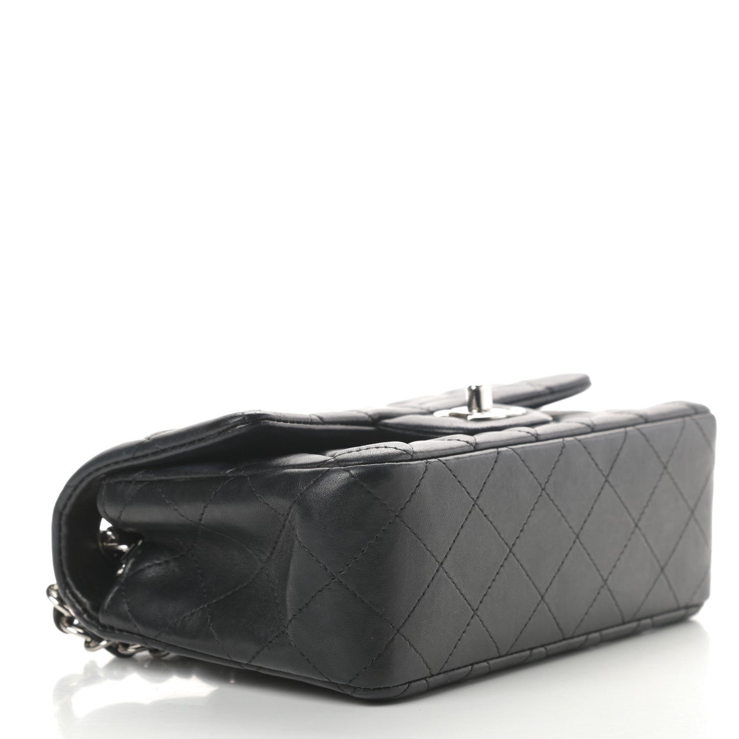 Lambskin Quilted Mini Rectangular Flap Black