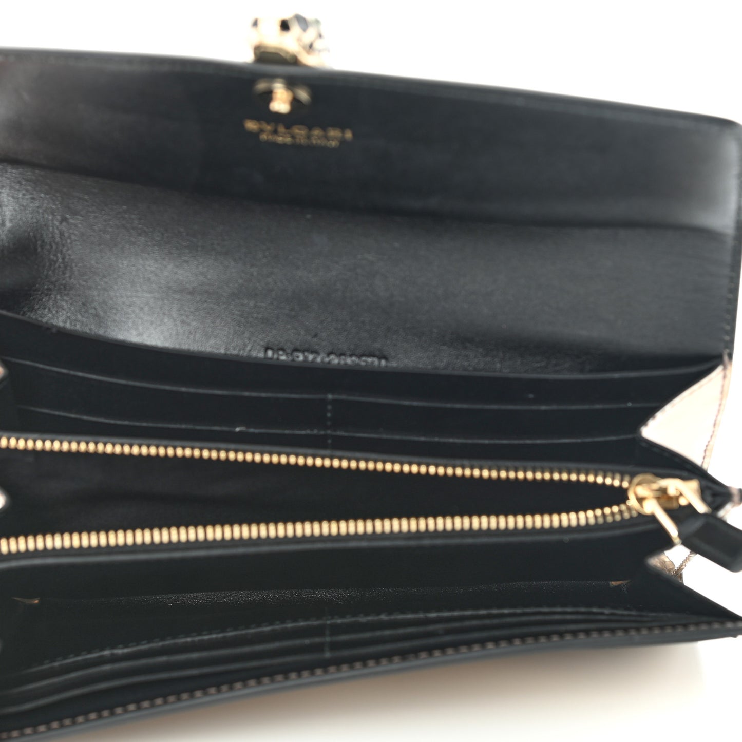 Metallic Calfskin Serpenti Forever Wallet Gold