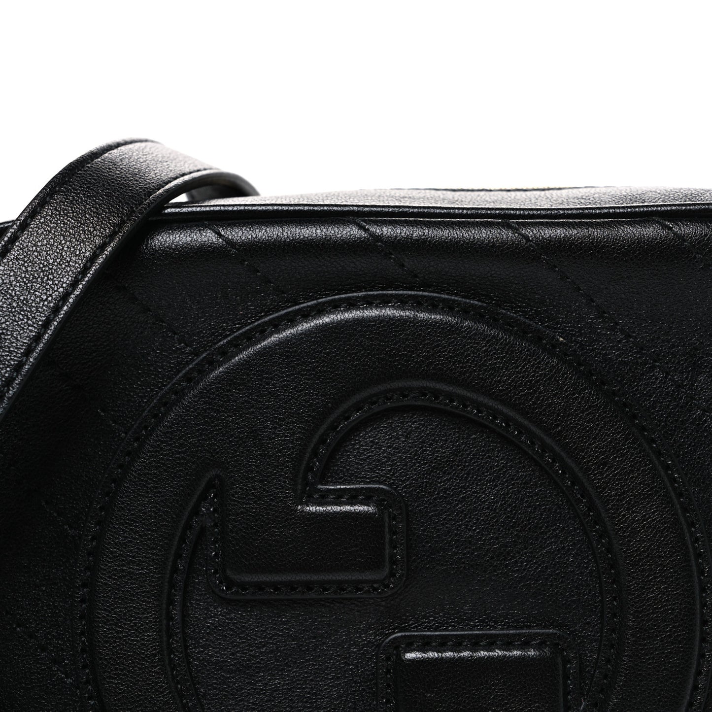 Sakai Be Green Calfskin Diagonal Stitched Small Blondie Shoulder Bag Black