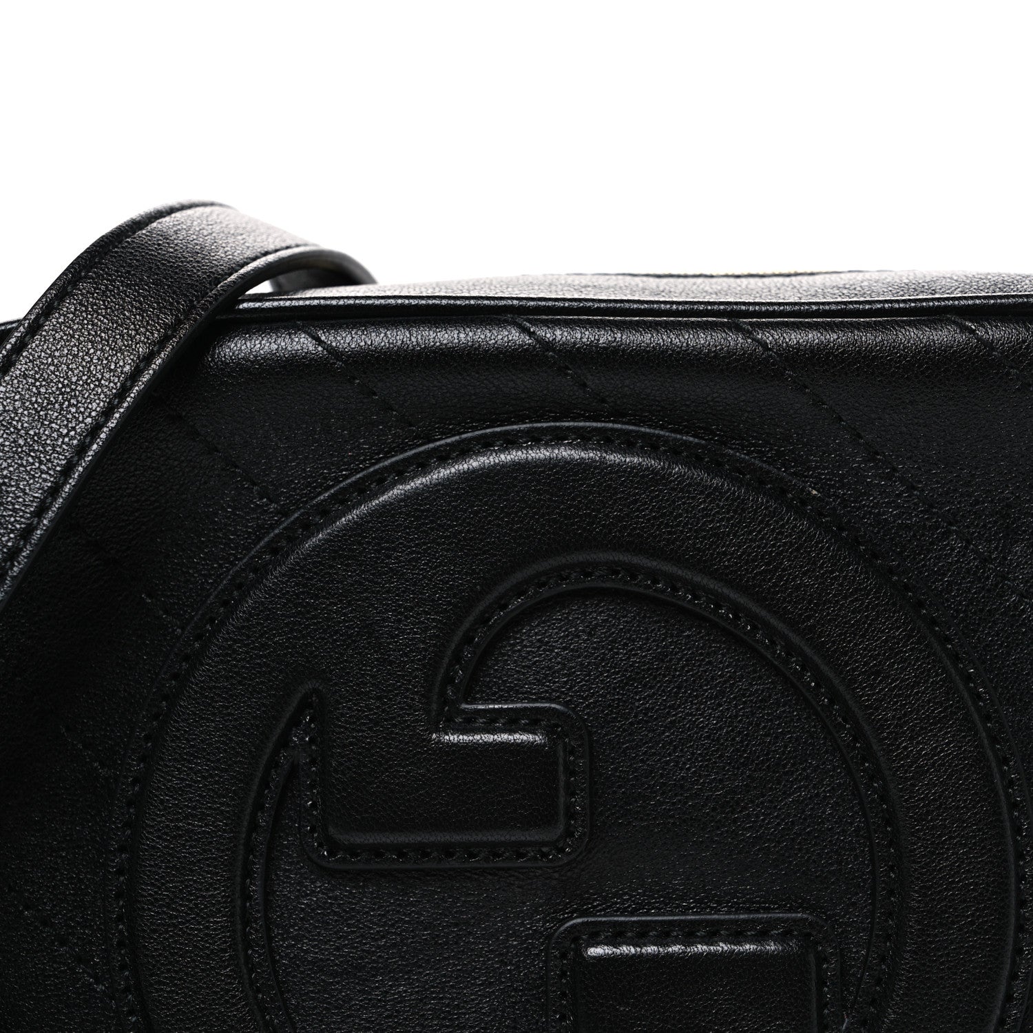 Gucci Sakai Be Green Calfskin Diagonal Stitched Small Blondie Shoulder Bag Black 8 of 10