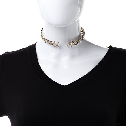 Chanel Metal CC Chain Link Choker Necklace L Gold 2 of 7