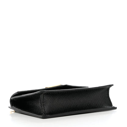 Prada Saffiano Triangle Card Holder On Strap Black 4 of 8