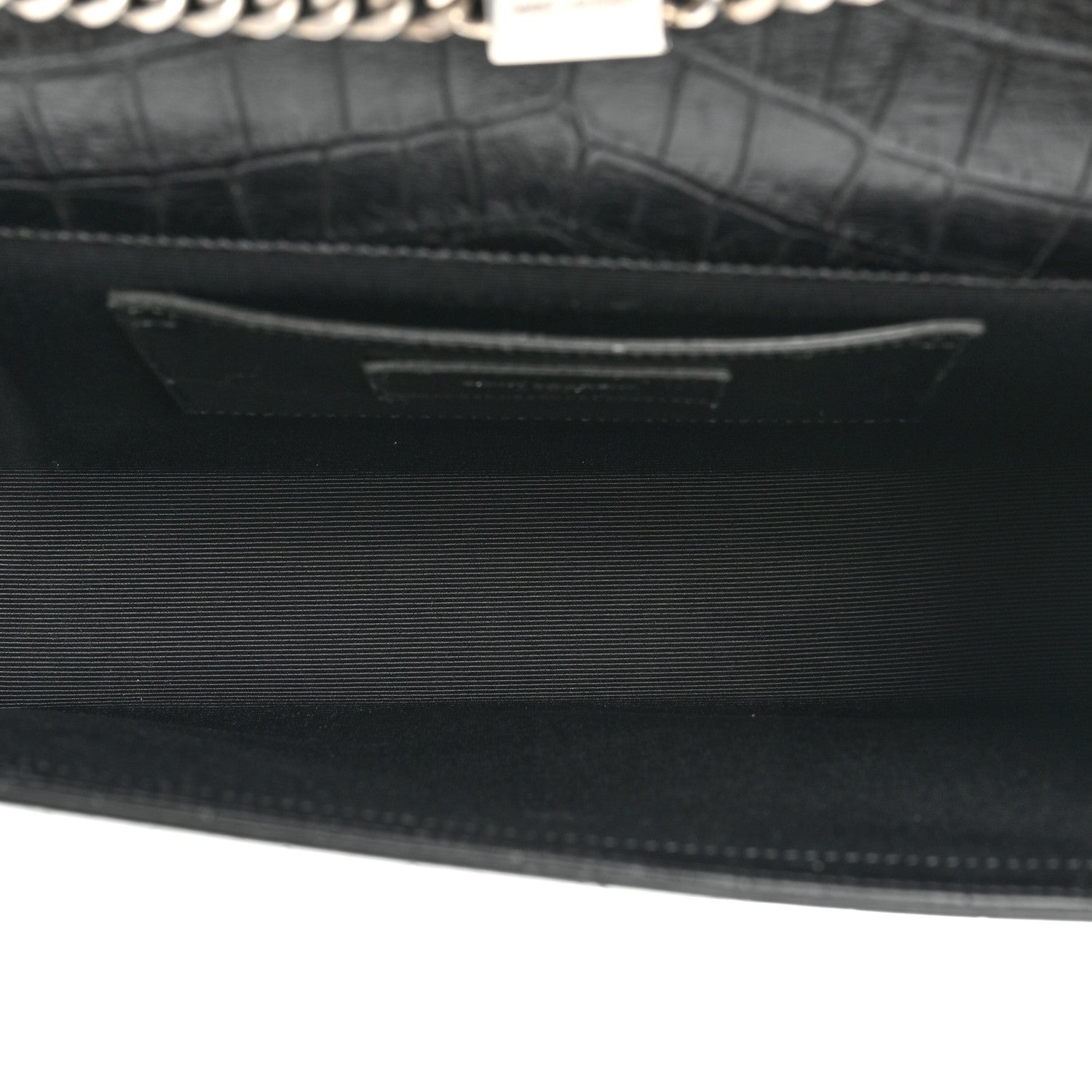 Saint Laurent Calfskin Crocodile Embossed Medium Classic Monogram Kate Tassel Satchel Black 5 of 17