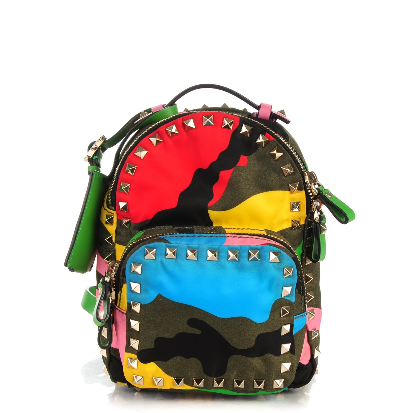 Nylon Mini Psychedelic Camouflage Rockstud Backpack Multicolor