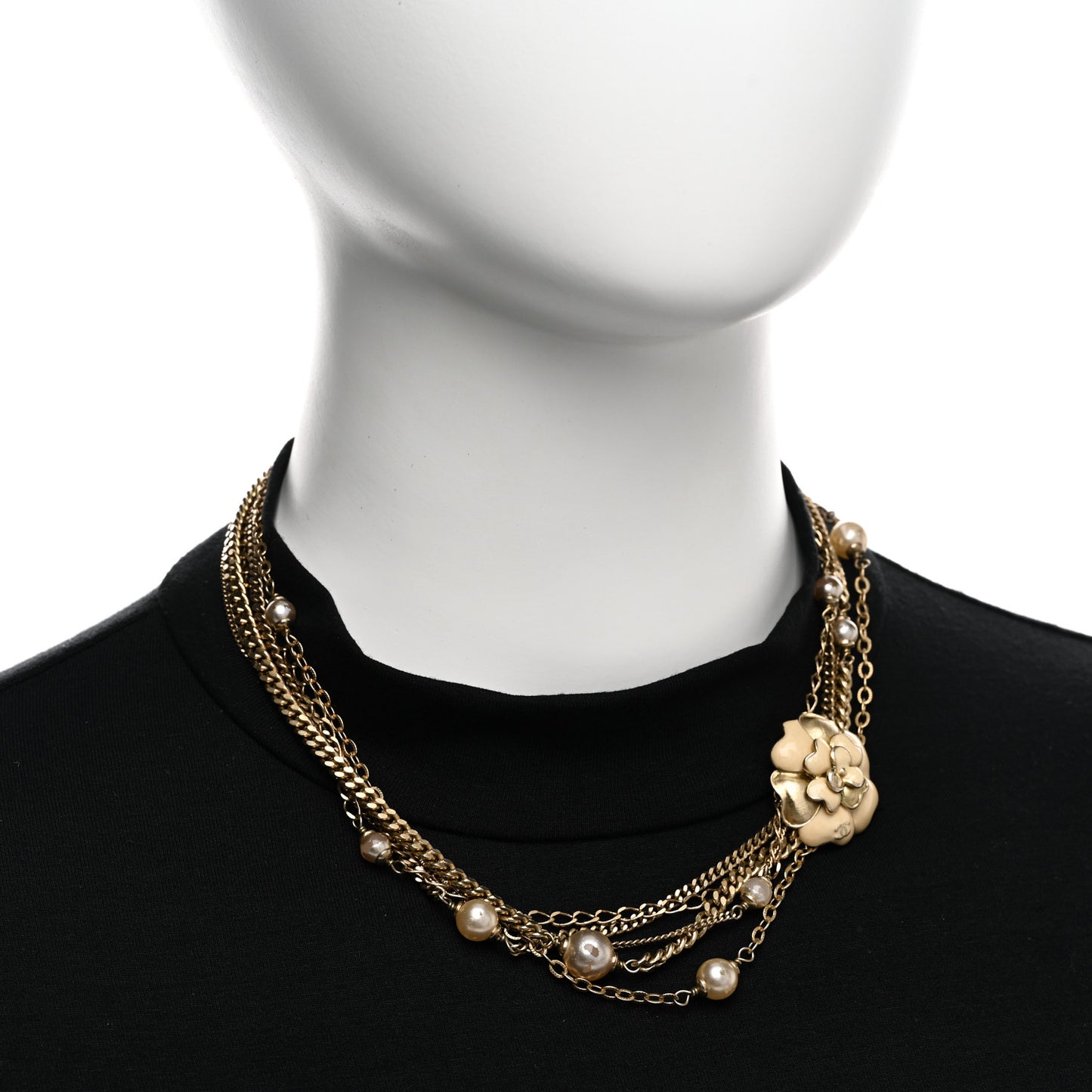 Pearl Camellia CC Necklace Gold