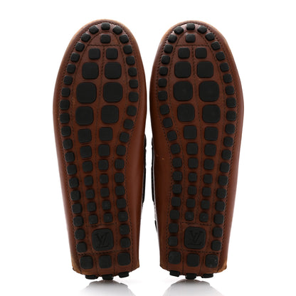 Louis Vuitton Calfskin Mens Arizona Car Shoe Moccasin Loafers 8 Brown 6 of 13