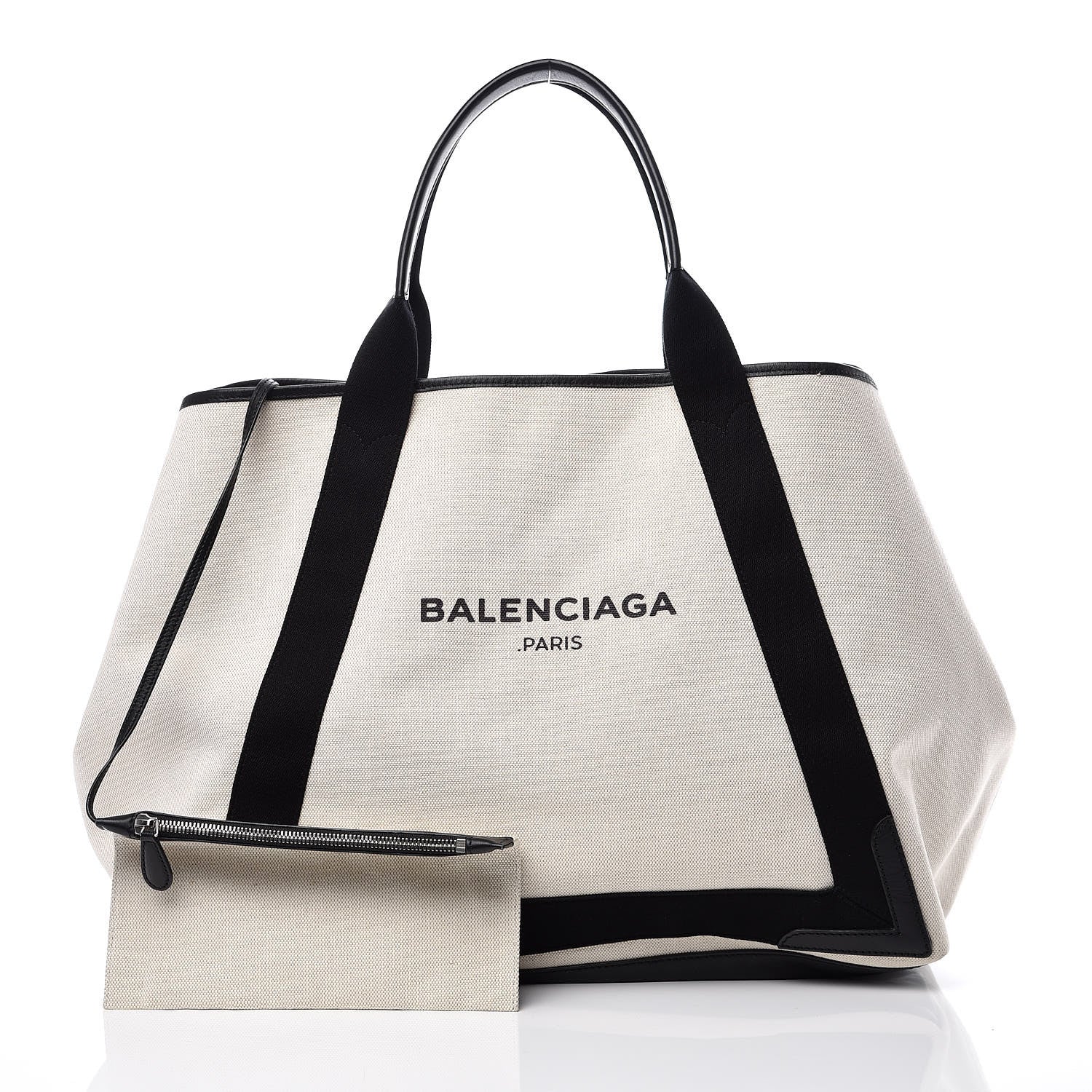 Balenciaga Cotton Canvas Calfskin M Navy Cabas Natural Black 1 of 9