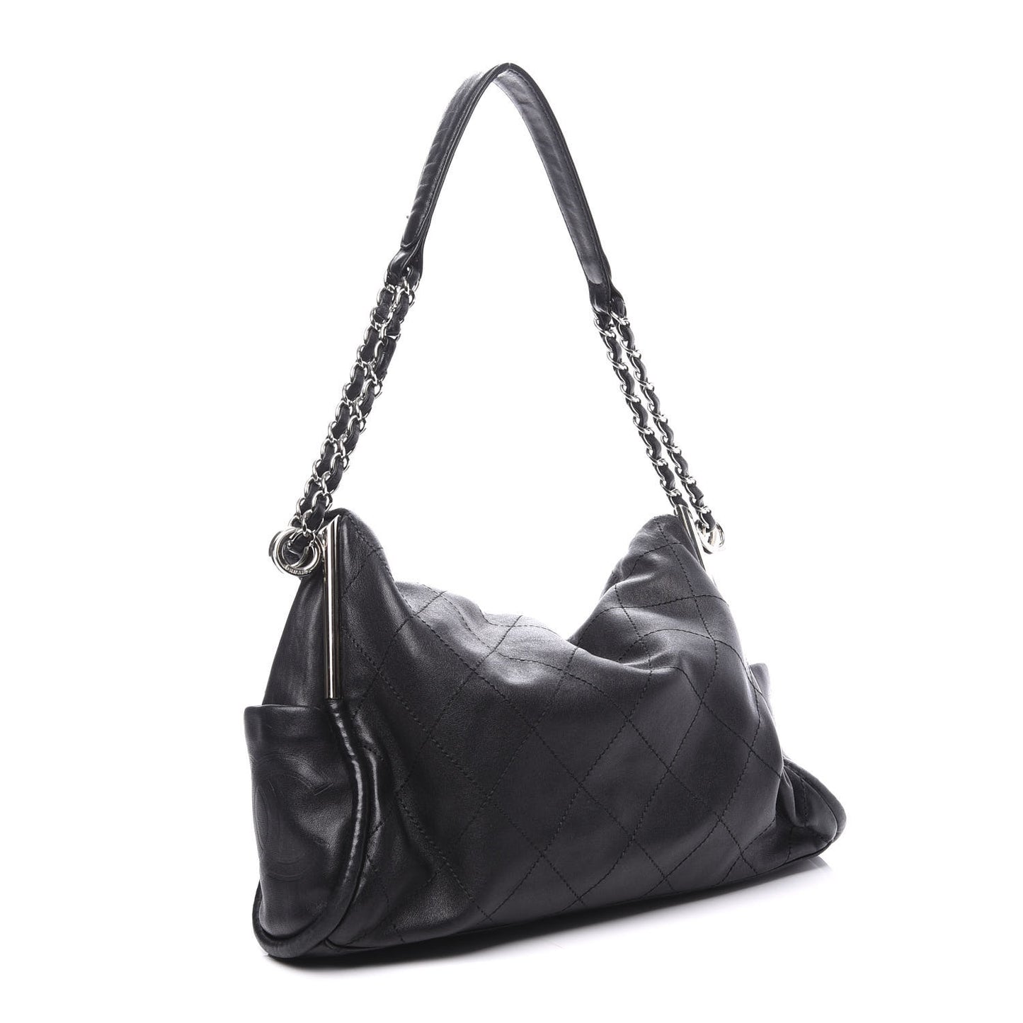 Lambskin Stitched Medium Ultimate Soft Tote Black