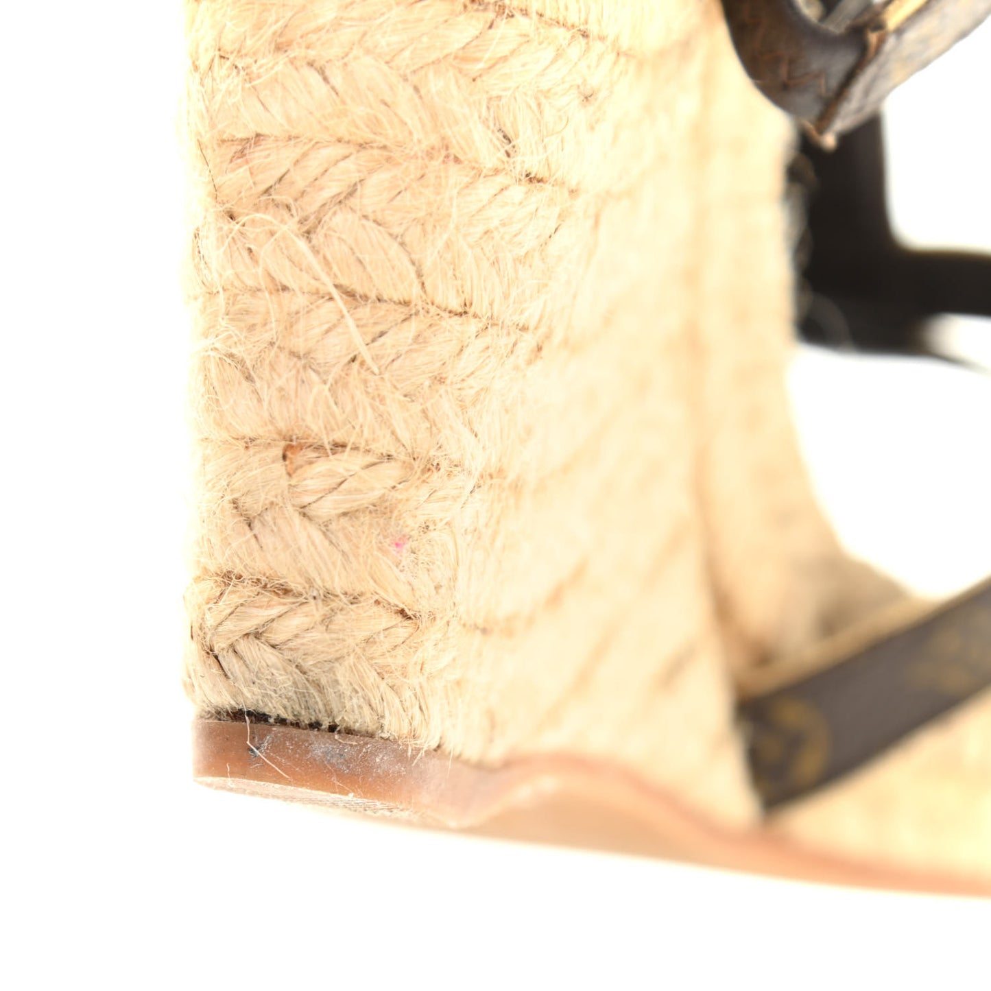 Monogram Metallic Bahamas T-Strap Espadrille Wedge Sandals 37 Brown