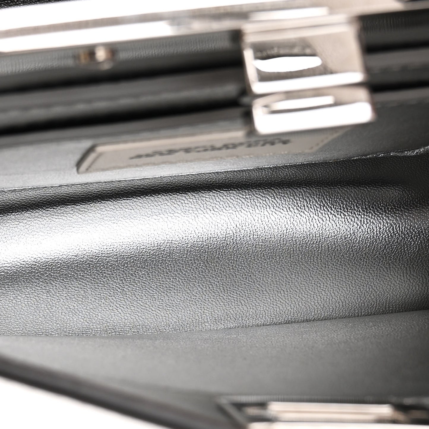 X MARC JACOBS Vitello Catalan Mirror Petite Peekaboo I SEE U Satchel Argento