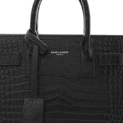 Saint Laurent Calfskin Crocodile Embossed Nano Sac De Jour Black 8 of 12