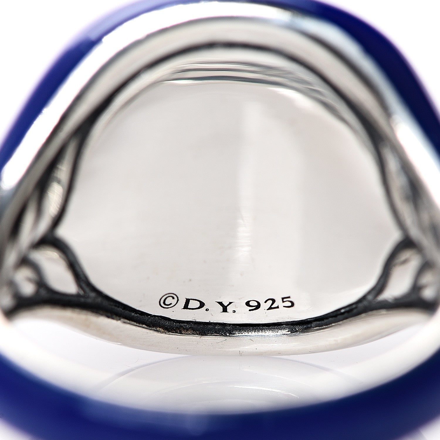 David Yurman Sterling Silver Enamel Pinky Ring Blue 45 3.5 4 of 4