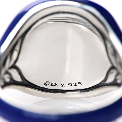 David Yurman Sterling Silver Enamel Pinky Ring Blue 45 3.5 4 of 4