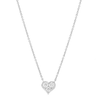 Tiffany Platinum Diamond Heart Pendant Necklace 1 of 7