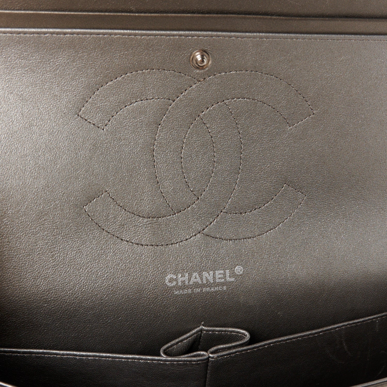 Chanel Metallic Lambskin Quilted Jumbo Double Flap Pewter 6 of 13