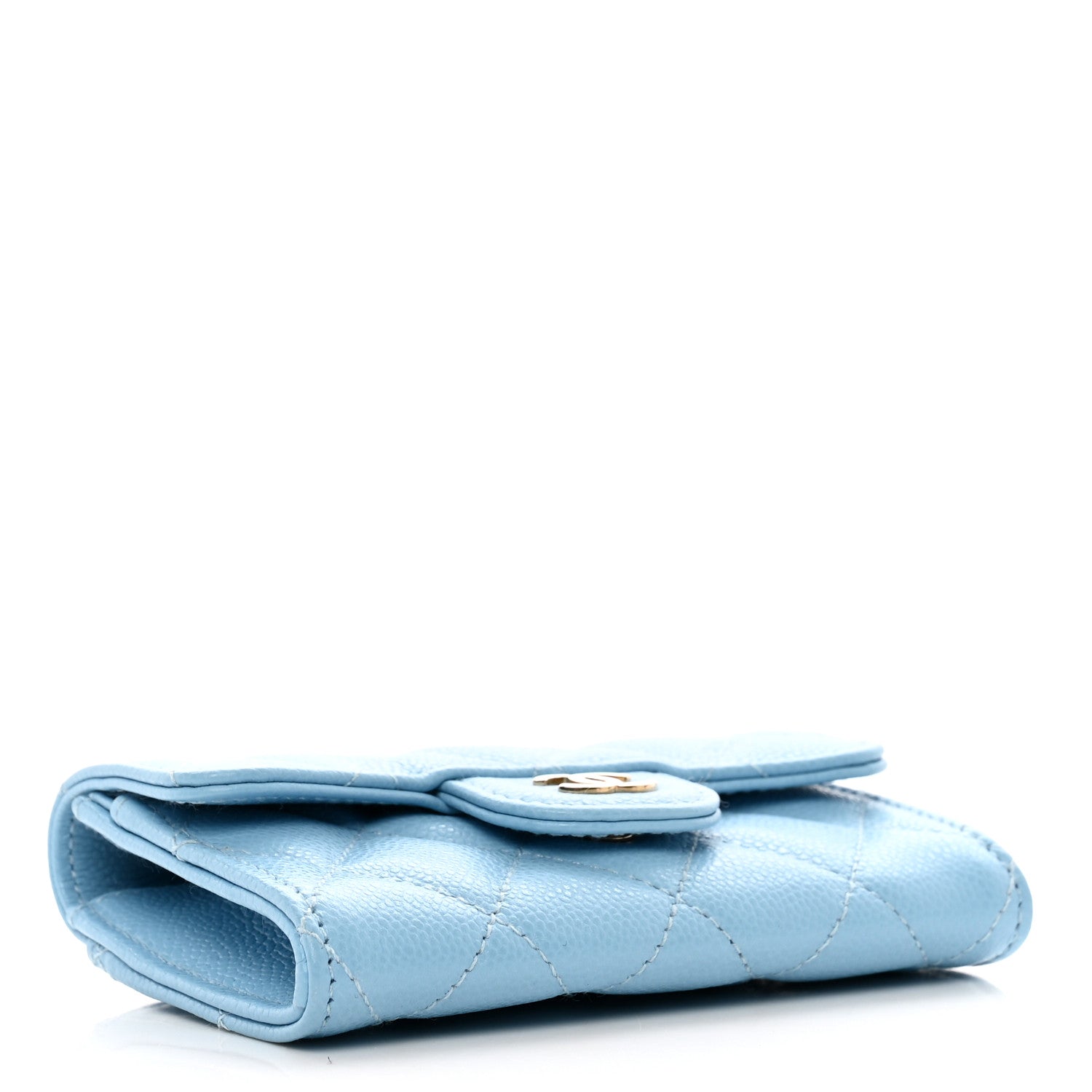 Chanel Caviar Quilted Flap Card Holder Wallet Light Blue 4 of 9