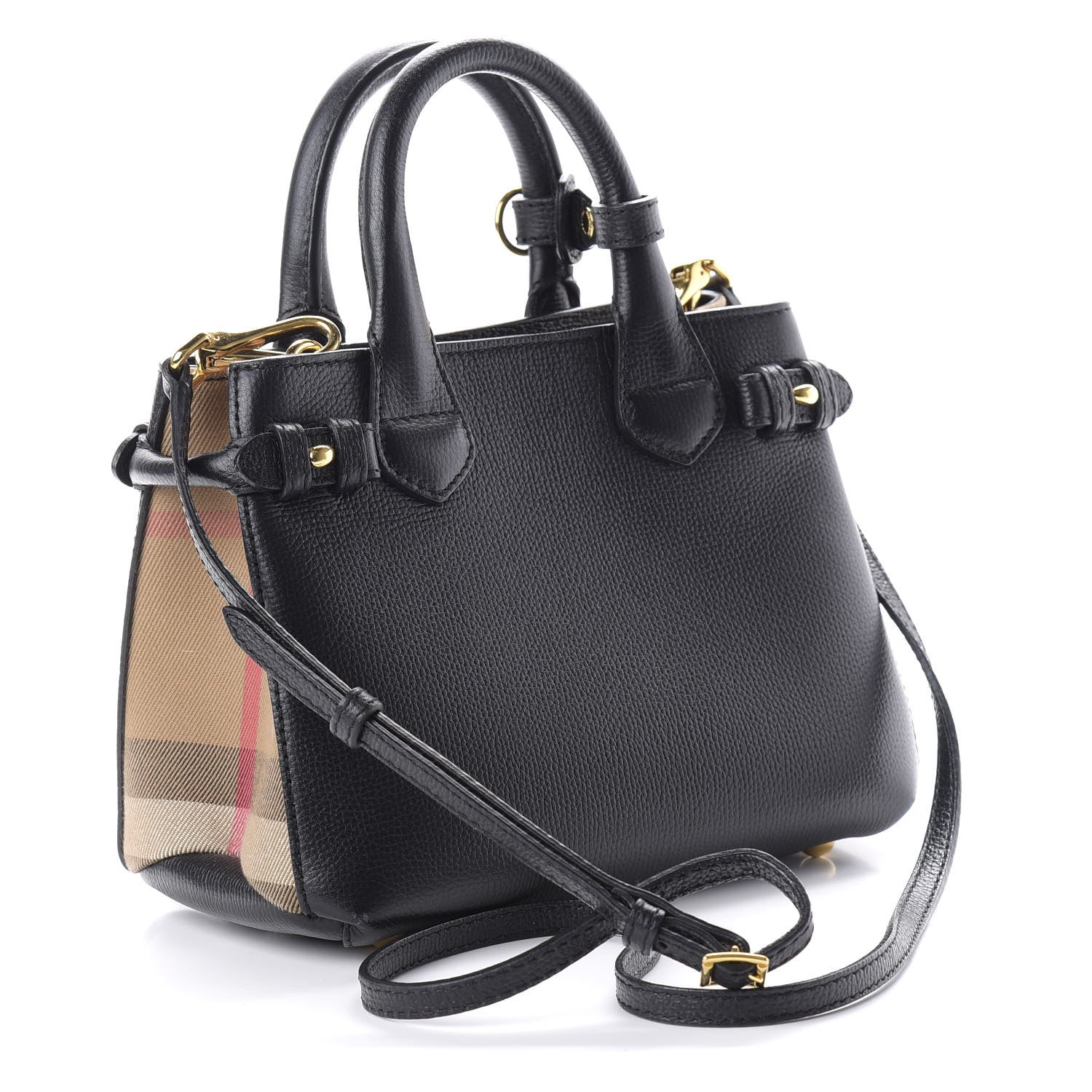 Burberry Derby Calfskin House Check Baby Banner Tote Black 3 of 9