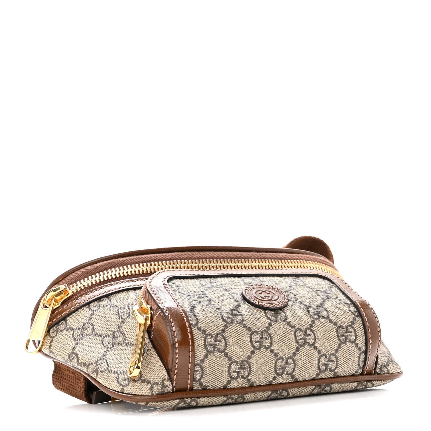 GG Supreme Monogram Textured Calfskin Retro Interlocking G Belt Bag Beige Ebony Brown Sugar