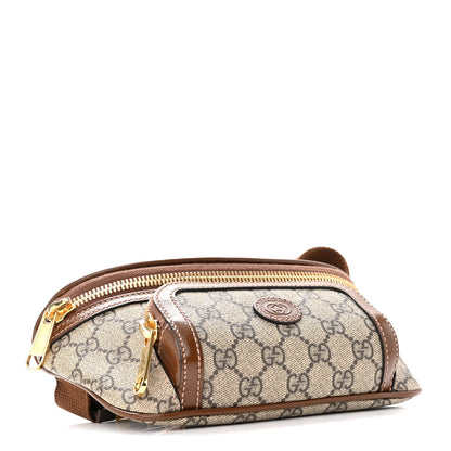 Gucci GG Supreme Monogram Textured Calfskin Retro Interlocking G Belt Bag Beige Ebony Brown Sugar 4 of 9