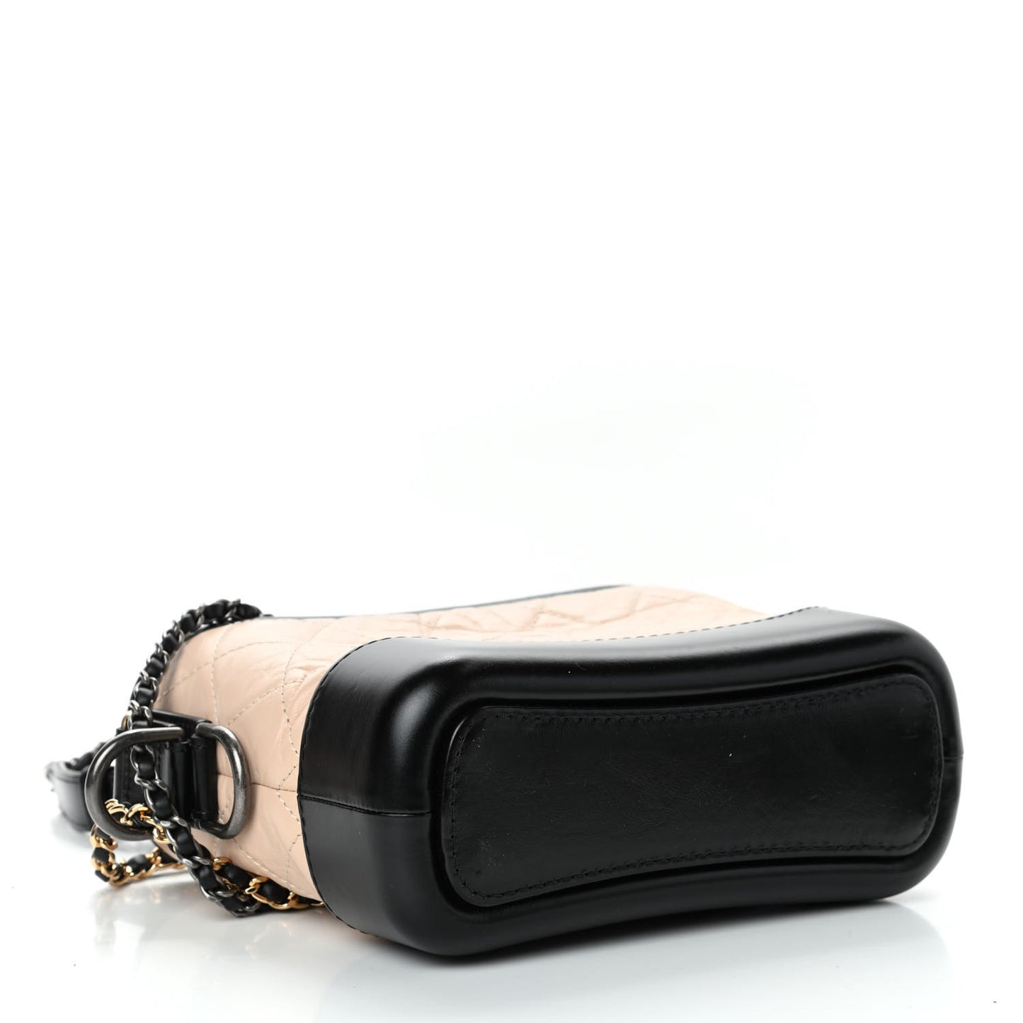 Aged Calfskin Quilted Small Gabrielle Hobo Beige Black