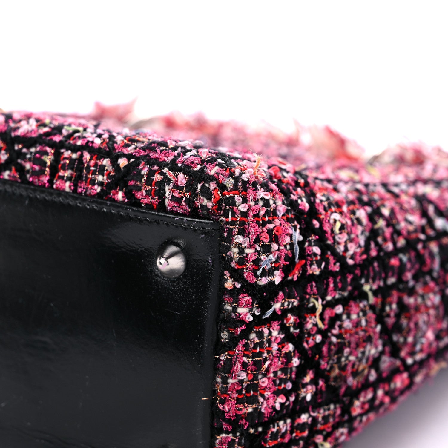 Christian Dior Tweed Fringe Cannage Embroidered Medium Lady Dior Pink Black Multicolor 11 of 12
