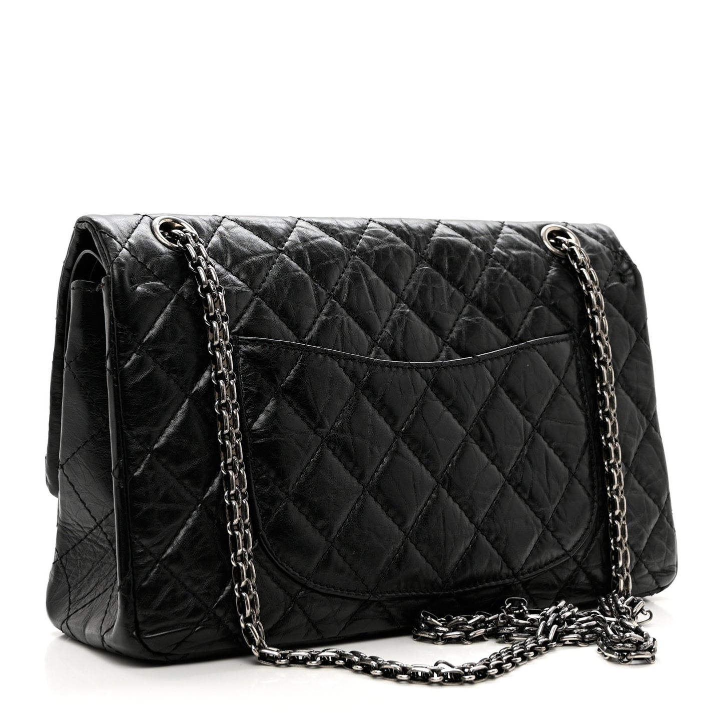 Aged Calfskin Quilted 2.55 Reissue 227 Flap Black