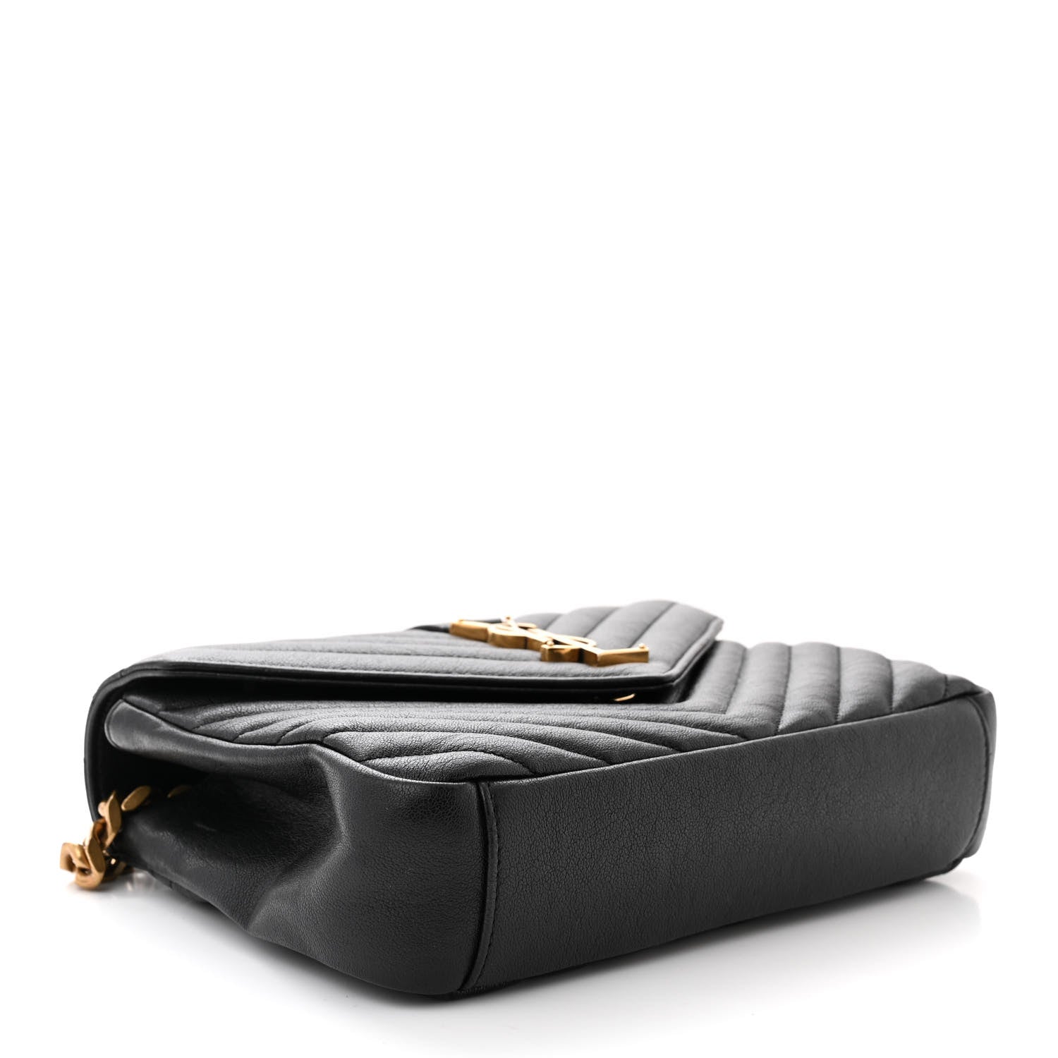 Saint Laurent Sheepskin Matelasse Chevron Monogram Medium College Bag Black 4 of 11