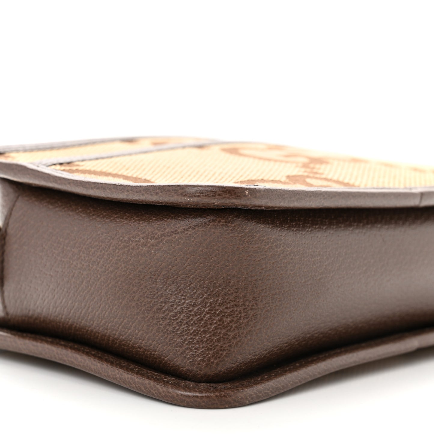 Monogram Jumbo GG Textured Dollar Calfskin Web Mini Crossbody Bag Camel Ebony New Acero