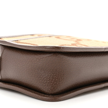 Gucci Monogram Jumbo GG Textured Dollar Calfskin Web Mini Crossbody Bag Camel Ebony New Acero 9 of 11