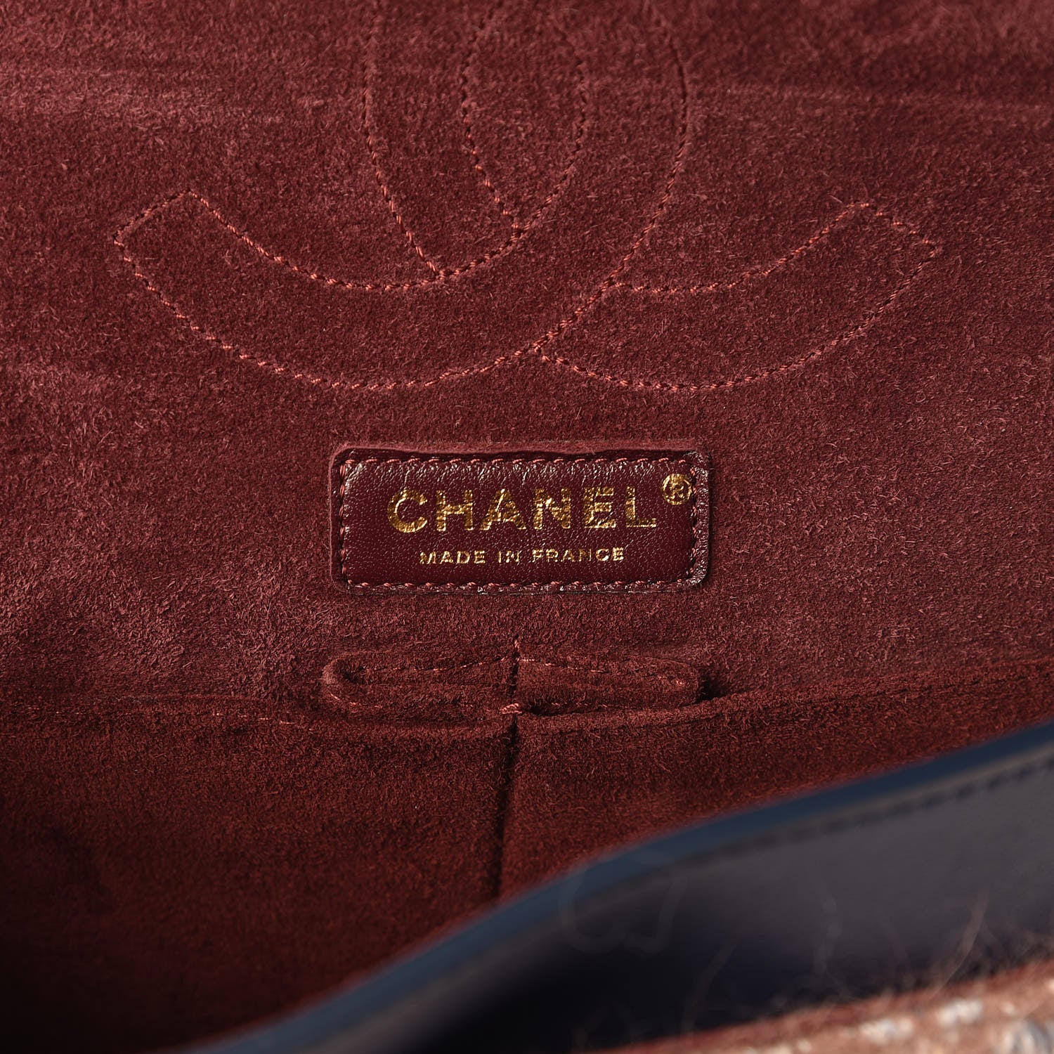 Chanel Smooth Calfskin Knit Nude 2.55 Reissue 226 Flap Navy 6 of 12