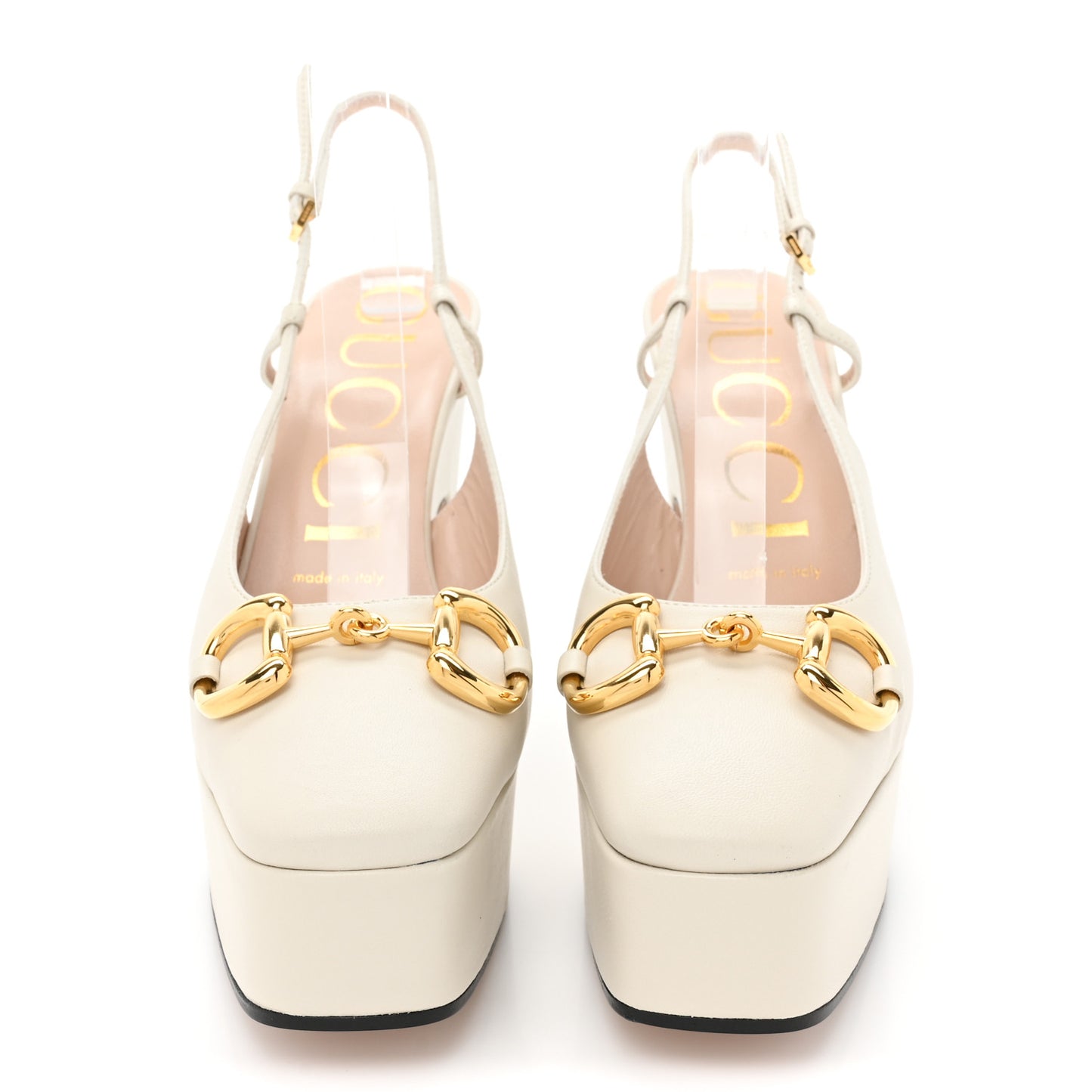 Nappa Horsebit Platform 35/120mm Slingback Pumps 37 New Mystic White