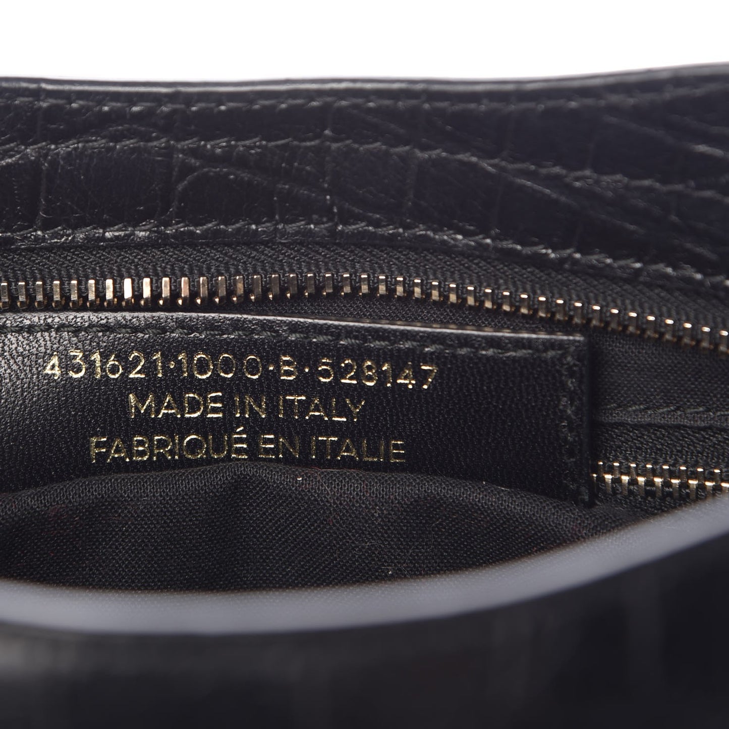 Calfskin Crocodile Embossed Classic Silver Hardware S City Black