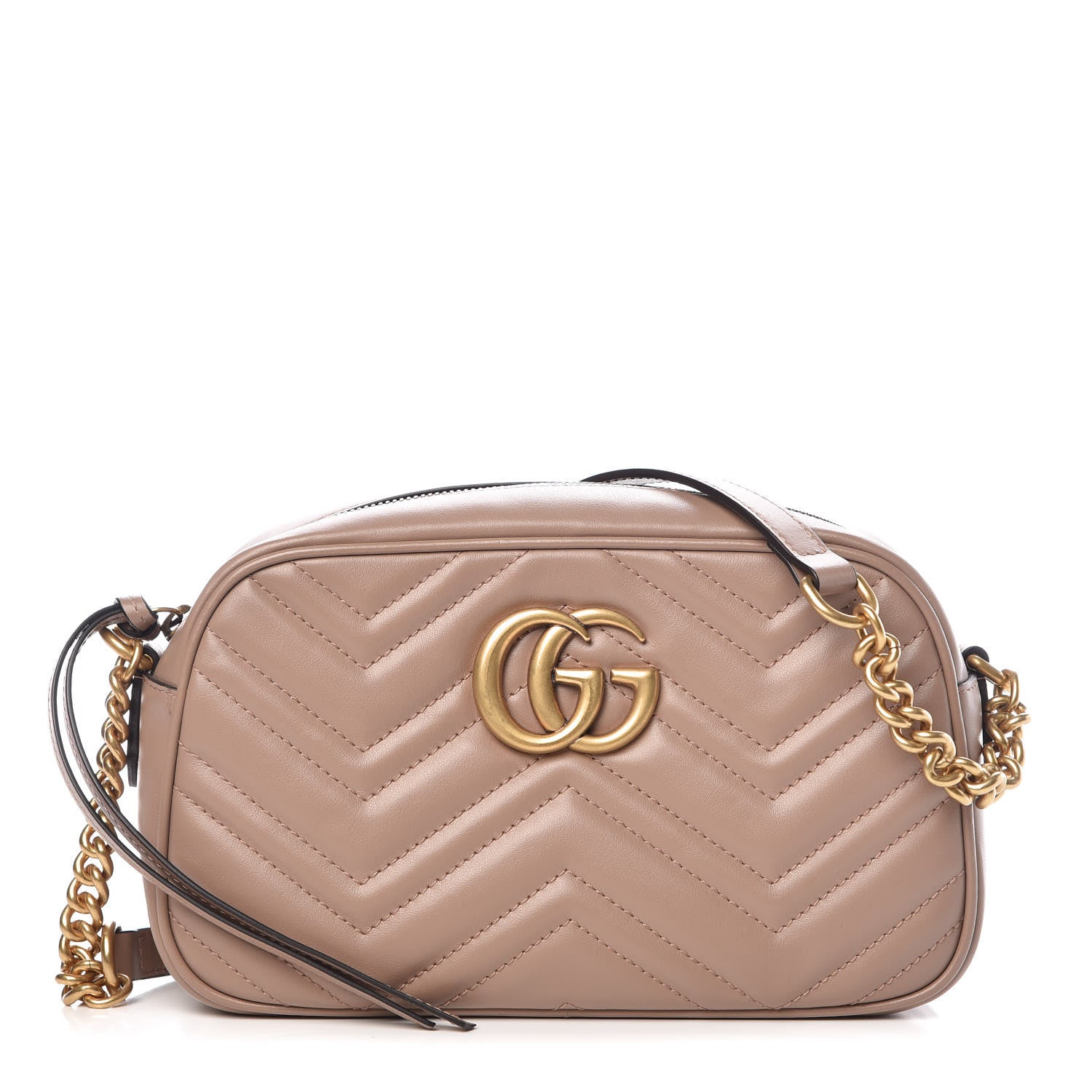 Gucci Calfskin Matelasse Small GG Marmont Chain Shoulder Bag Taupe 1 of 9