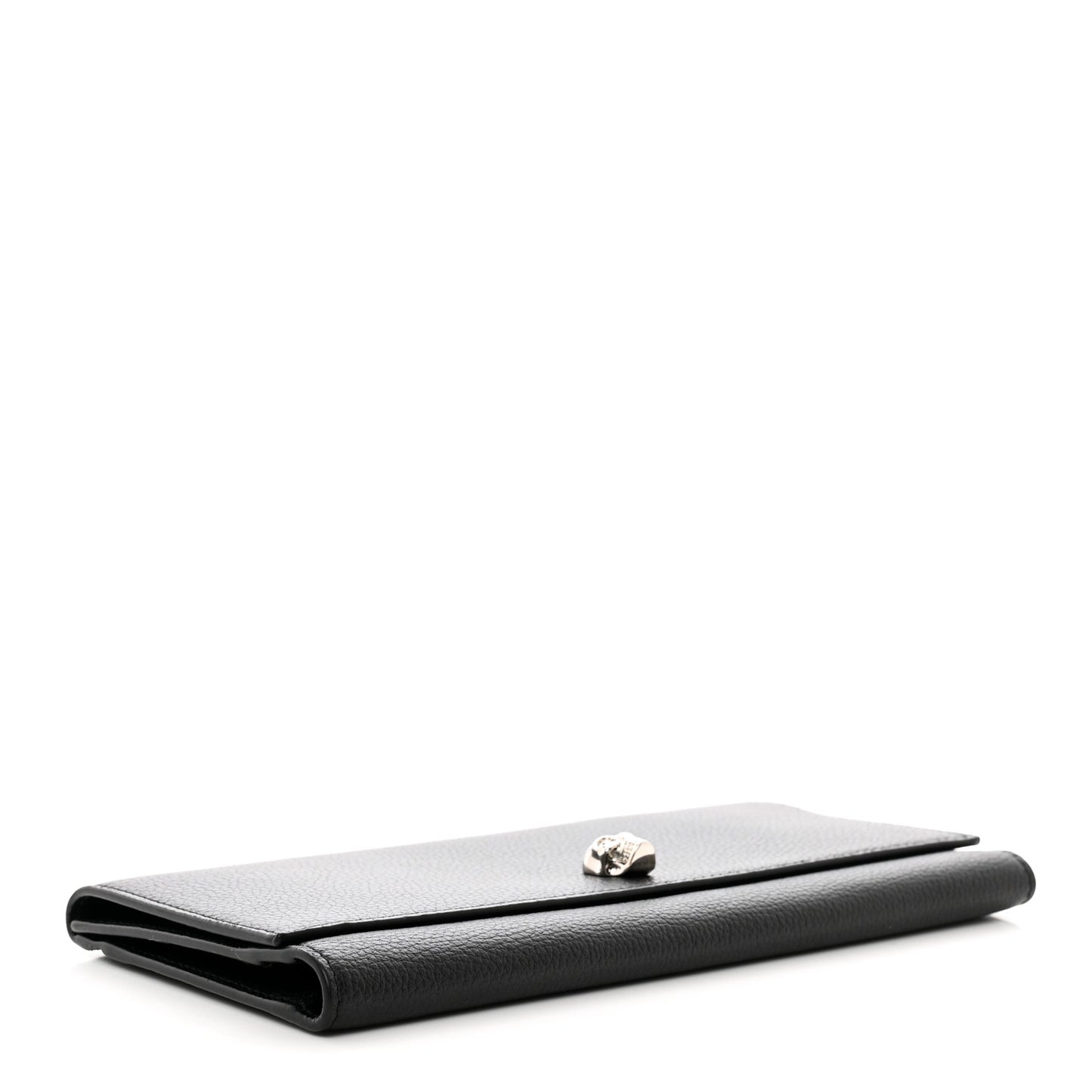 Calfskin Skull Clutch Wallet Black