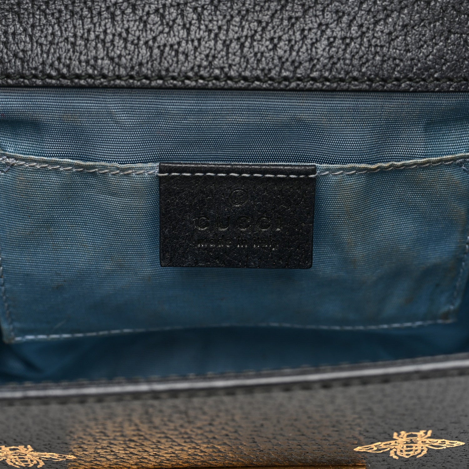 Gucci Grained Calfskin Bee Star Small Padlock Shoulder Bag Black 5 of 9