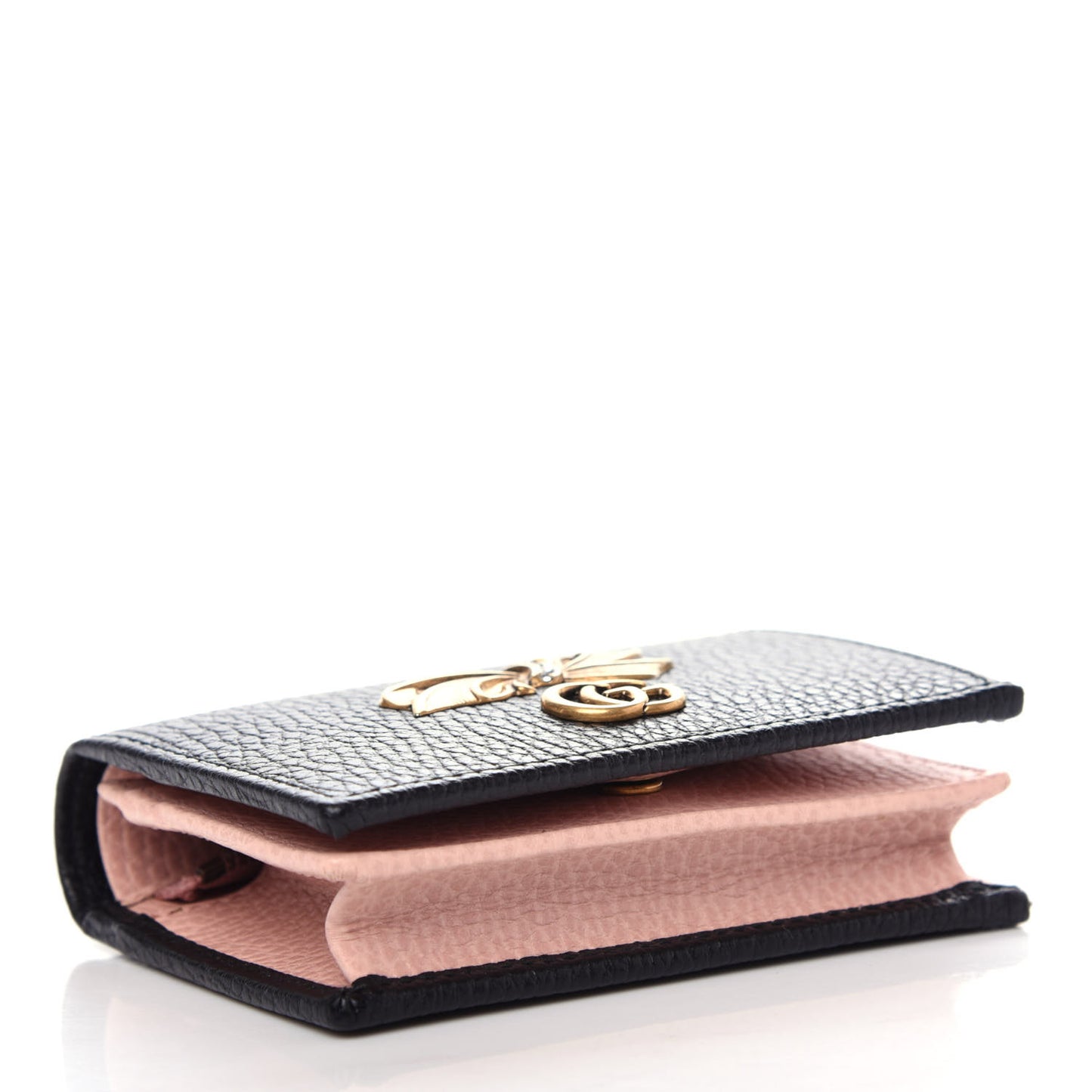 Calfskin GG Marmont Bow Card Case Black