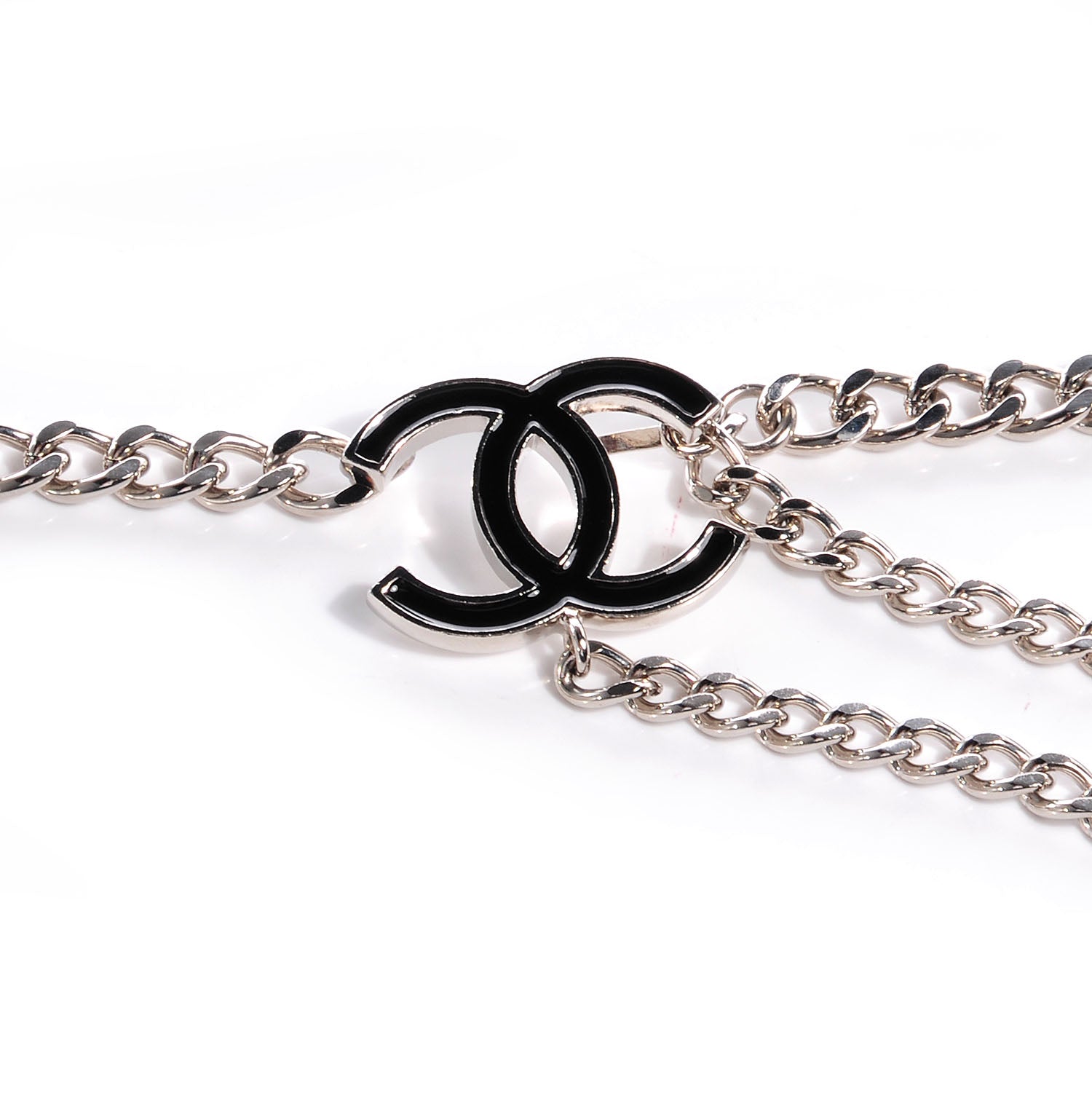 Chanel Enamel CC Chain Logo Belt Silver Black 3 of 5