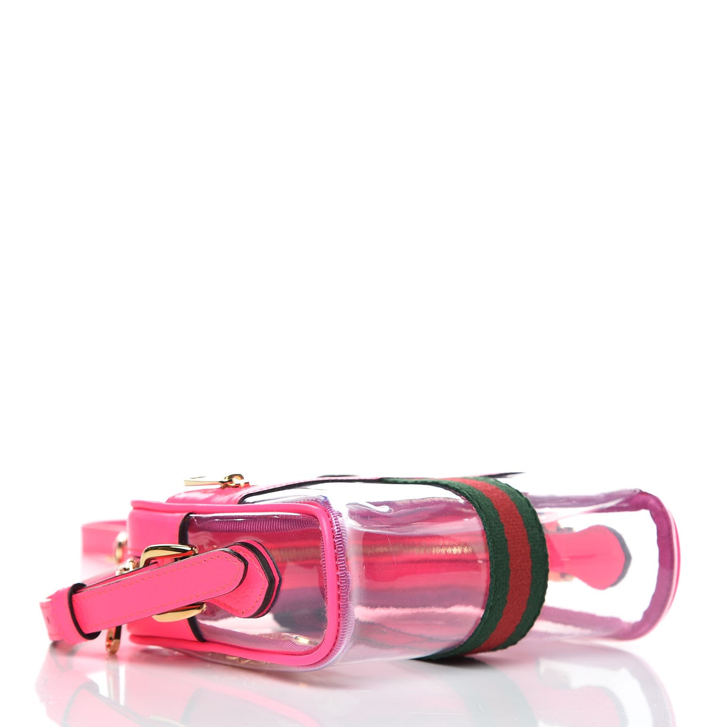 Gucci Vinyl Web Mini Ophidia Transparent Shoulder Bag Fluorescent Fuchsia 4 of 9
