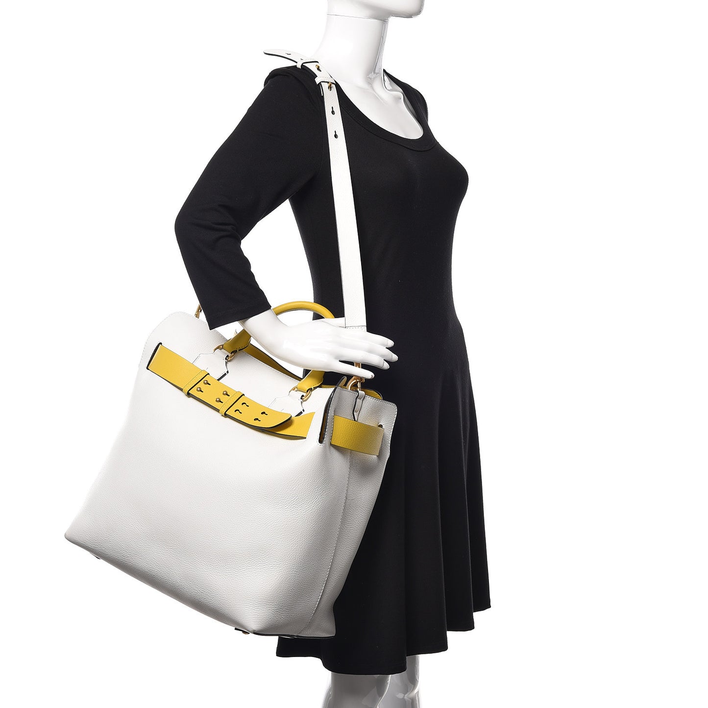 Soft Grain Calfskin Large Belt Bag White Yellow