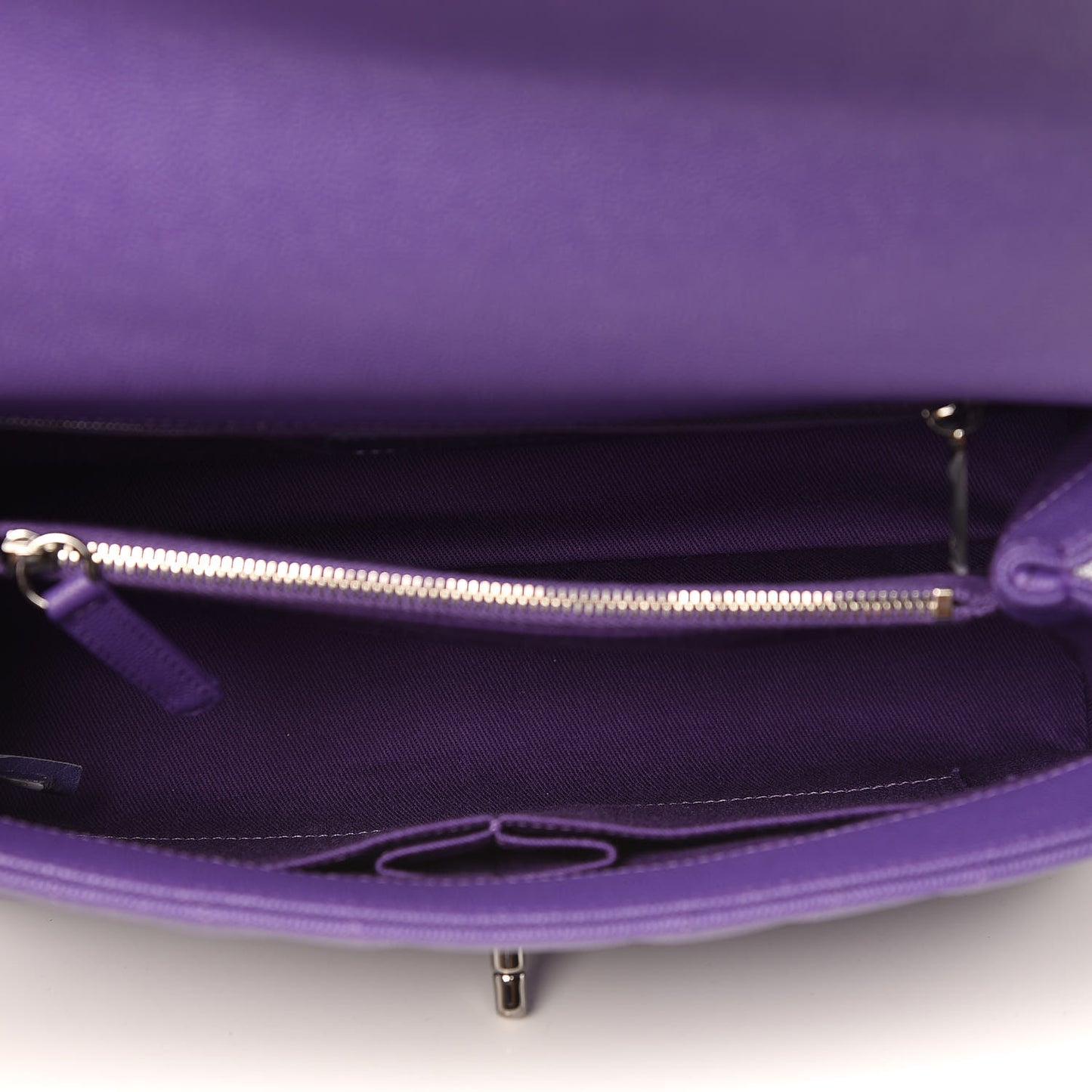 Caviar Chevron Quilted Small Coco Handle Flap Purple