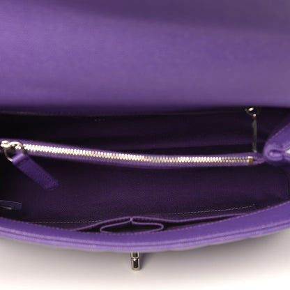 Chanel Caviar Chevron Quilted Small Coco Handle Flap Purple 5 of 9