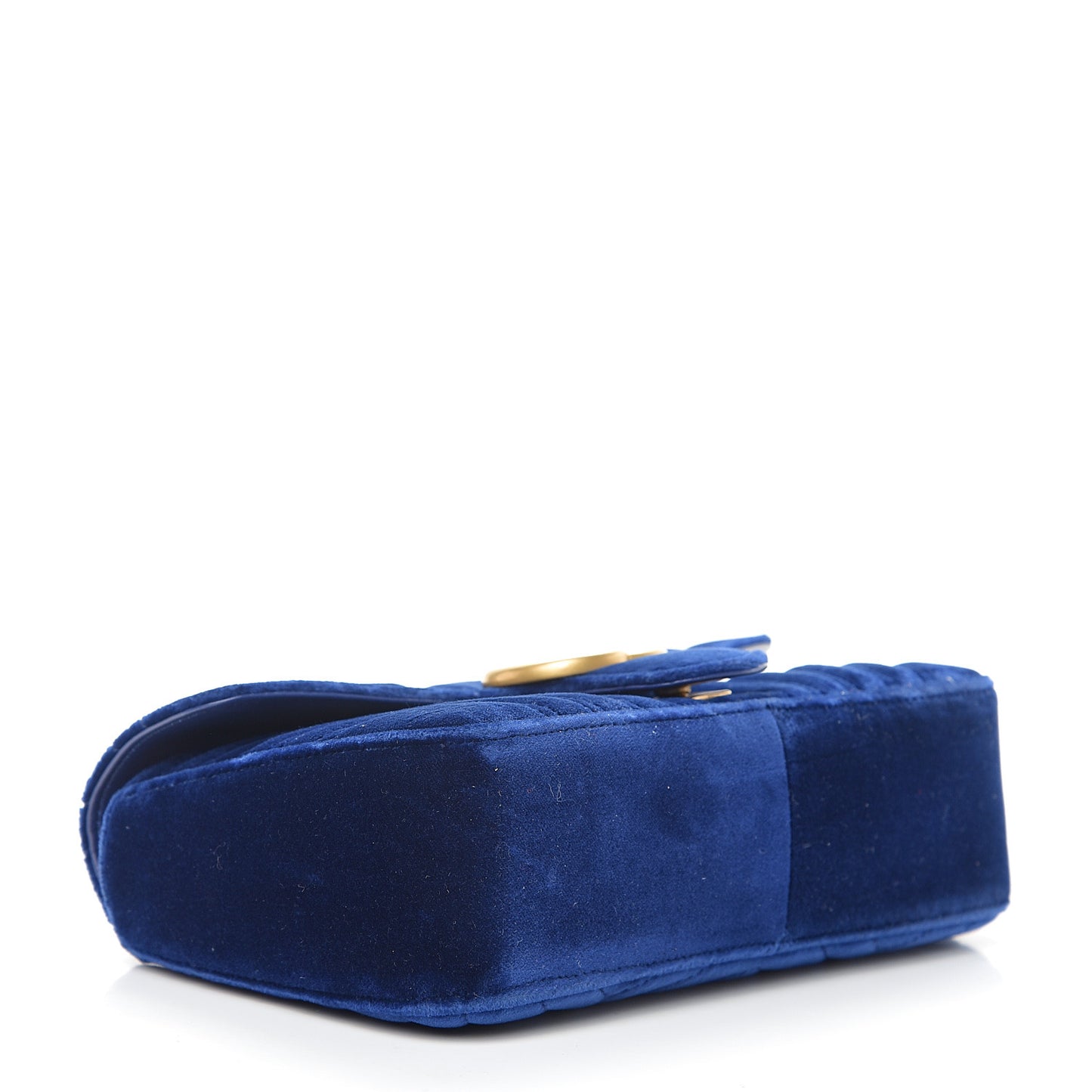 Velvet Matelasse Small GG Marmont Shoulder Bag Cobalt Blue